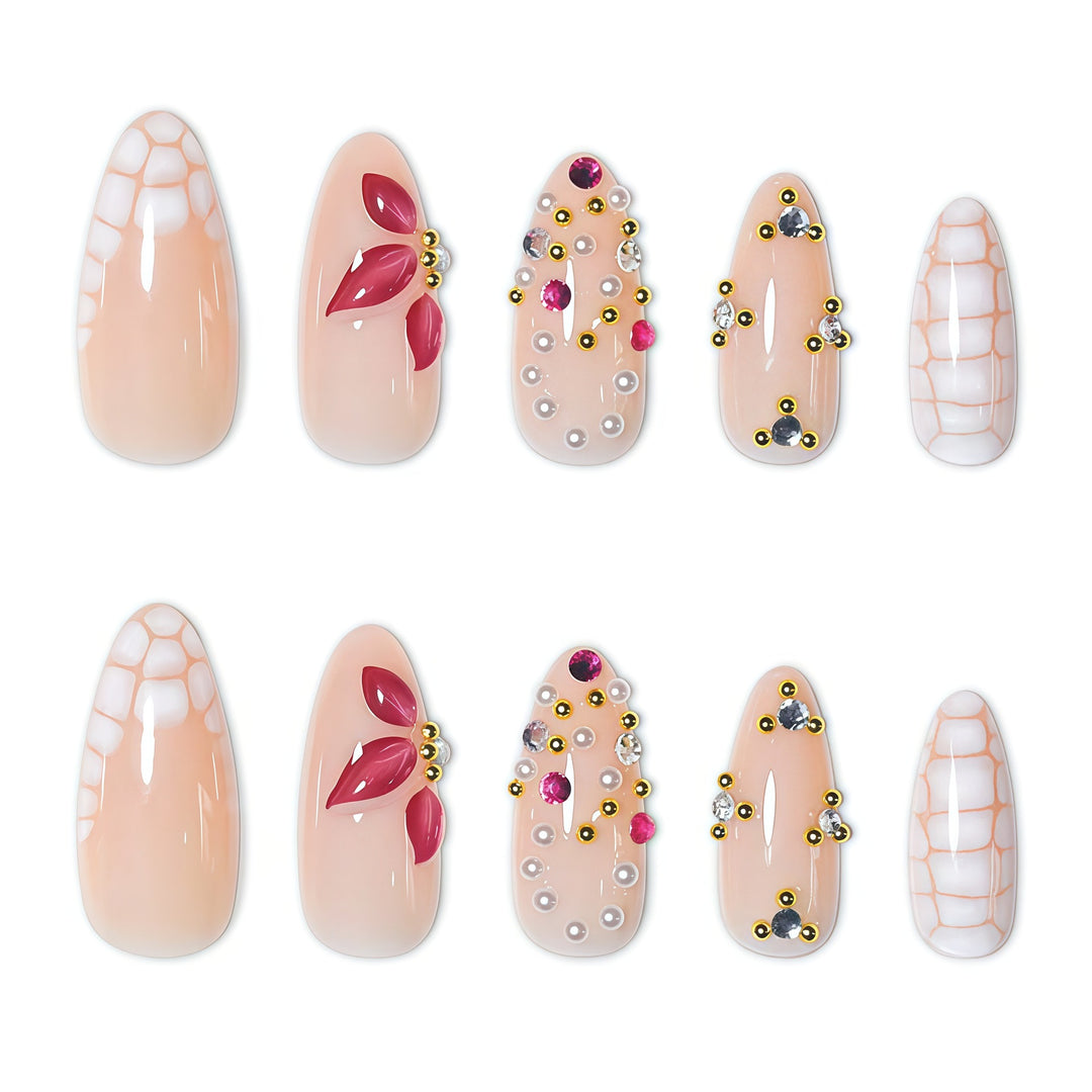 Elegant Floral Press-On Nail Art Extensions Kalsten 1787913980