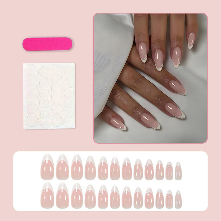 Artificial Nails Set with Elegant French-Tip Design and Glamorous Details Kalsten