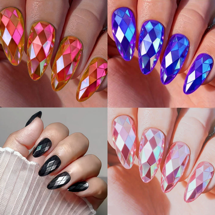 Artistic Press-On Nail Set with Geometric Design Kalsten