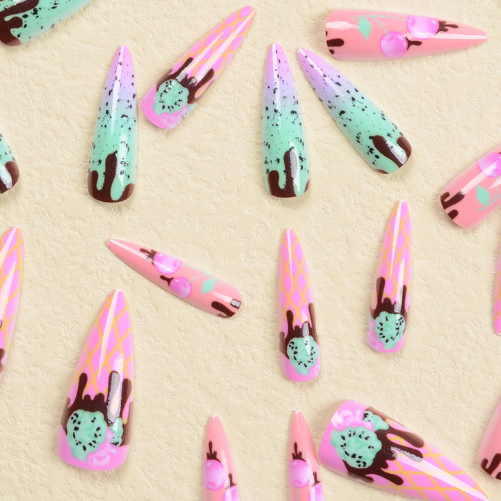 Nail art set with playful ice cream design Kalsten