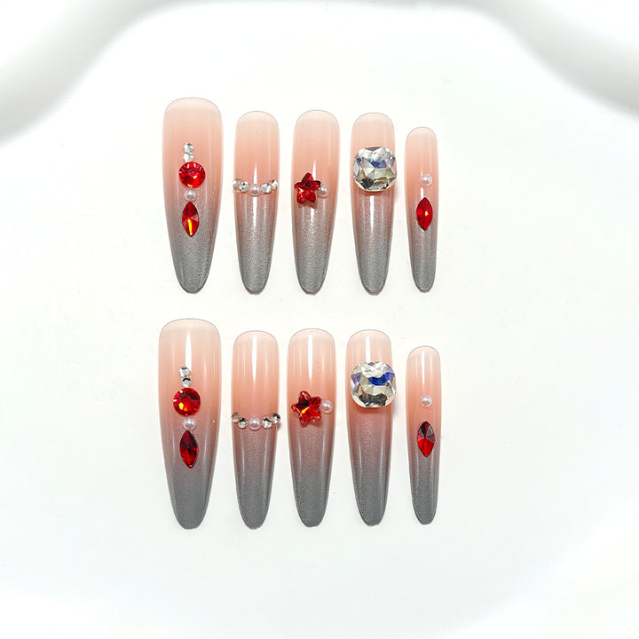 Sparkling artificial nails with decorative rhinestones Kalsten