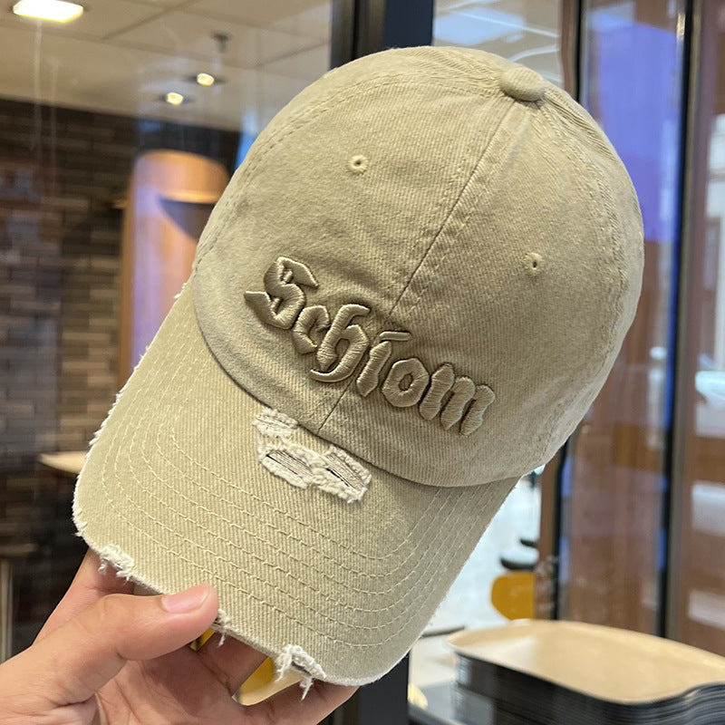 Distressed Cotton Baseball Cap with Custom Embroidery