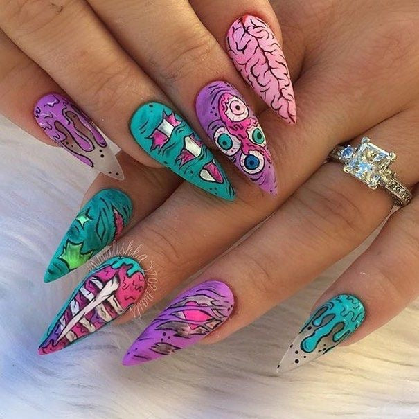 Creative nail art set with colorful 3D designs Kalsten