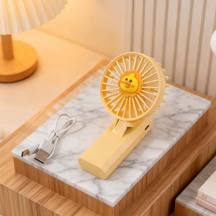 Women's Portable Hand Fan with Cute Lion Patterns Kalsten