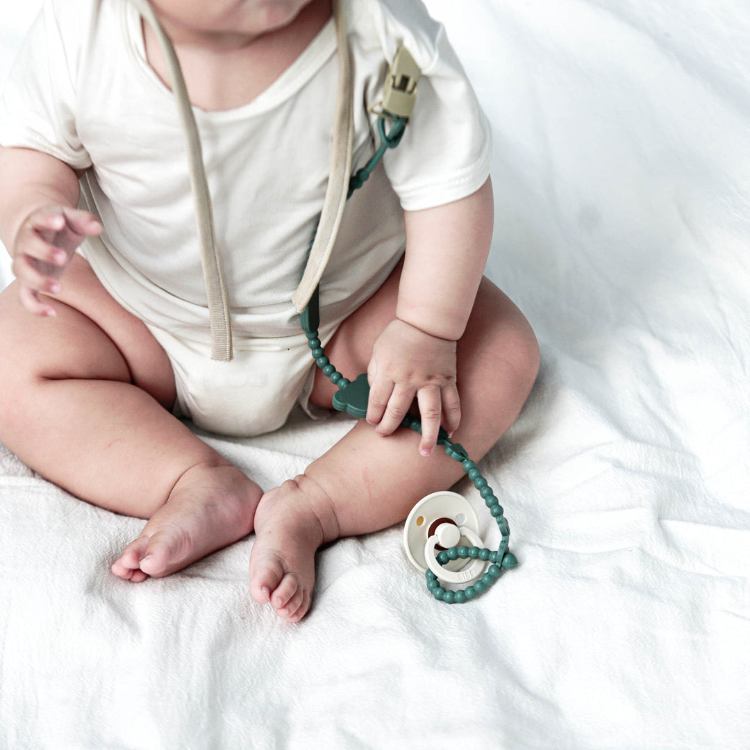 Silicone Beaded Baby Pacifier Clip and Teether Strap