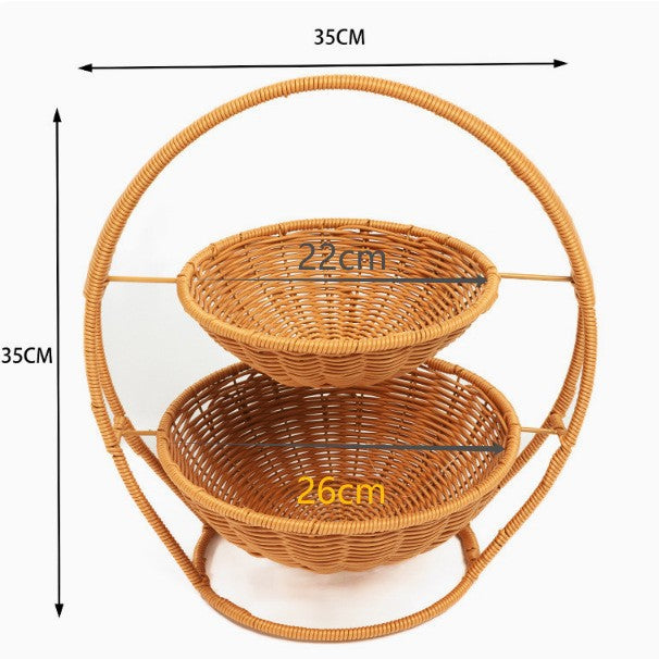 Rustic Two-Tiered Woven Fruit Stand Kalsten