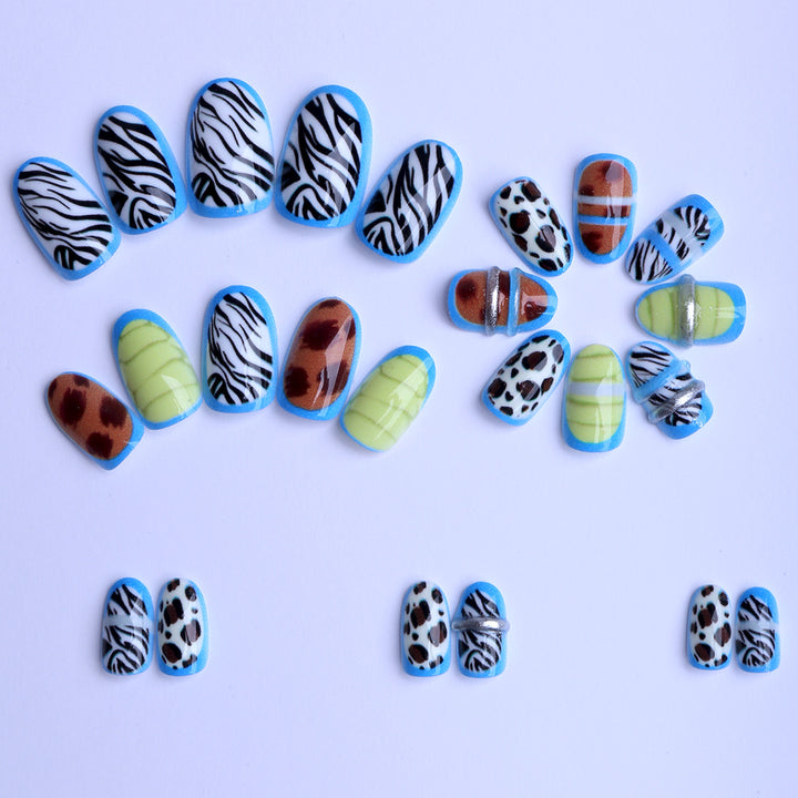 Creative art stick-on nails with modern animal motifs and colorful accents Kalsten