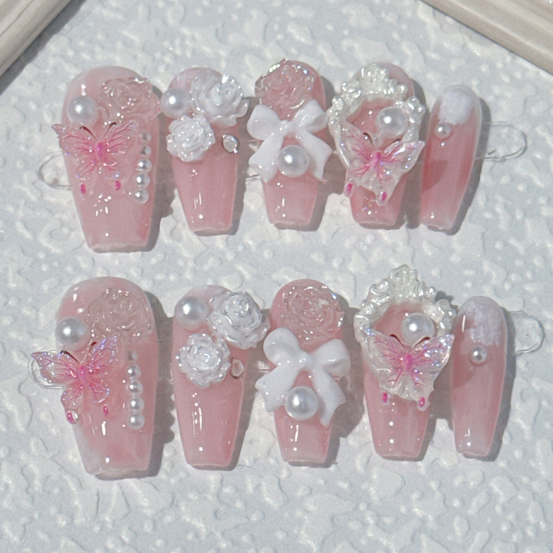 Elegant Decorative Press-On Nails