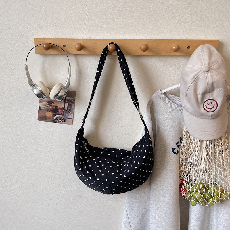 Polka Dot Print Slouchy Shoulder Bag