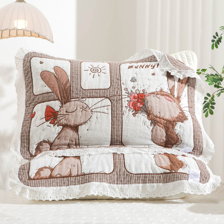 Women's pillow with charming elephant motif and delicate lace edge Kalsten