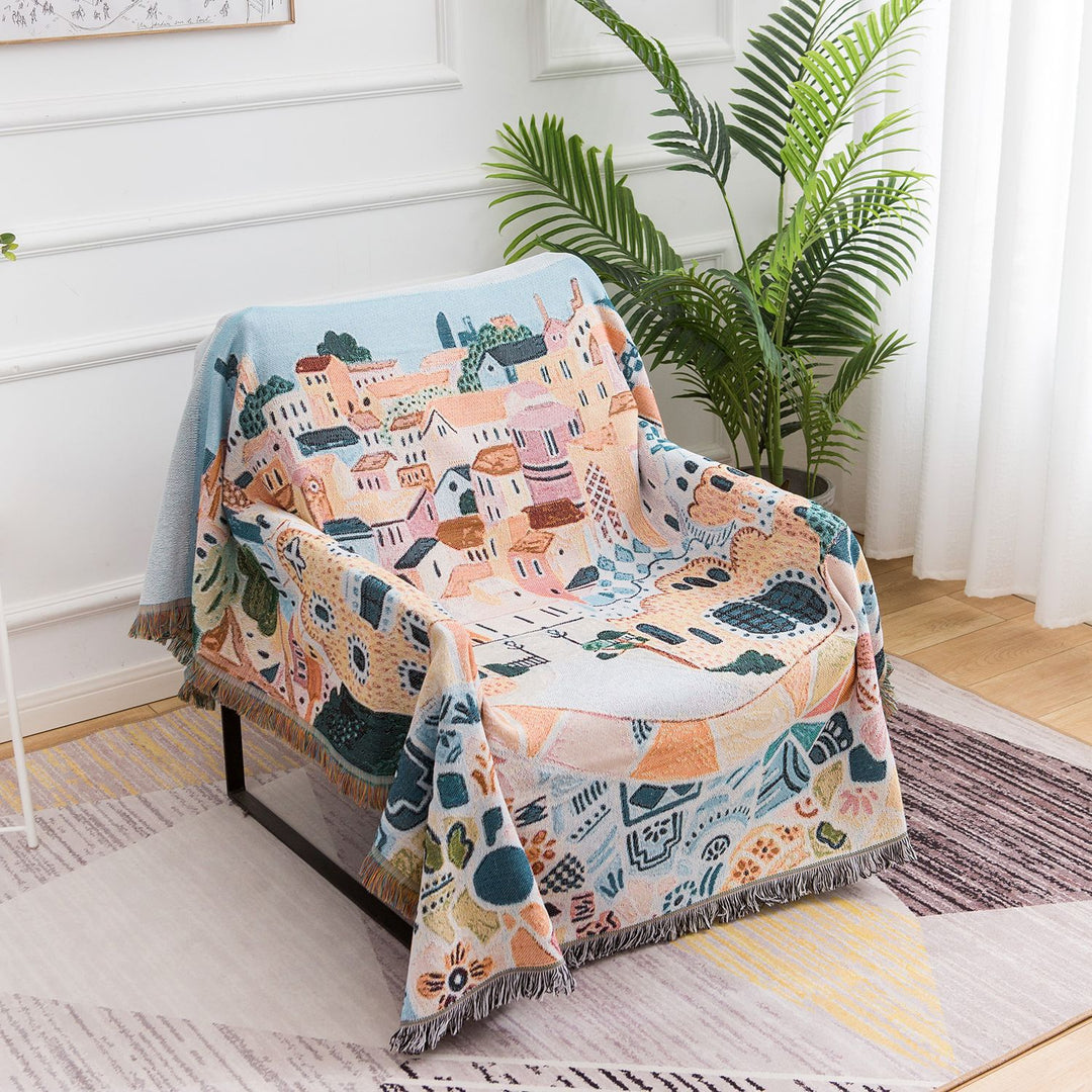 Decorative Landscape Woven Throw Blanket