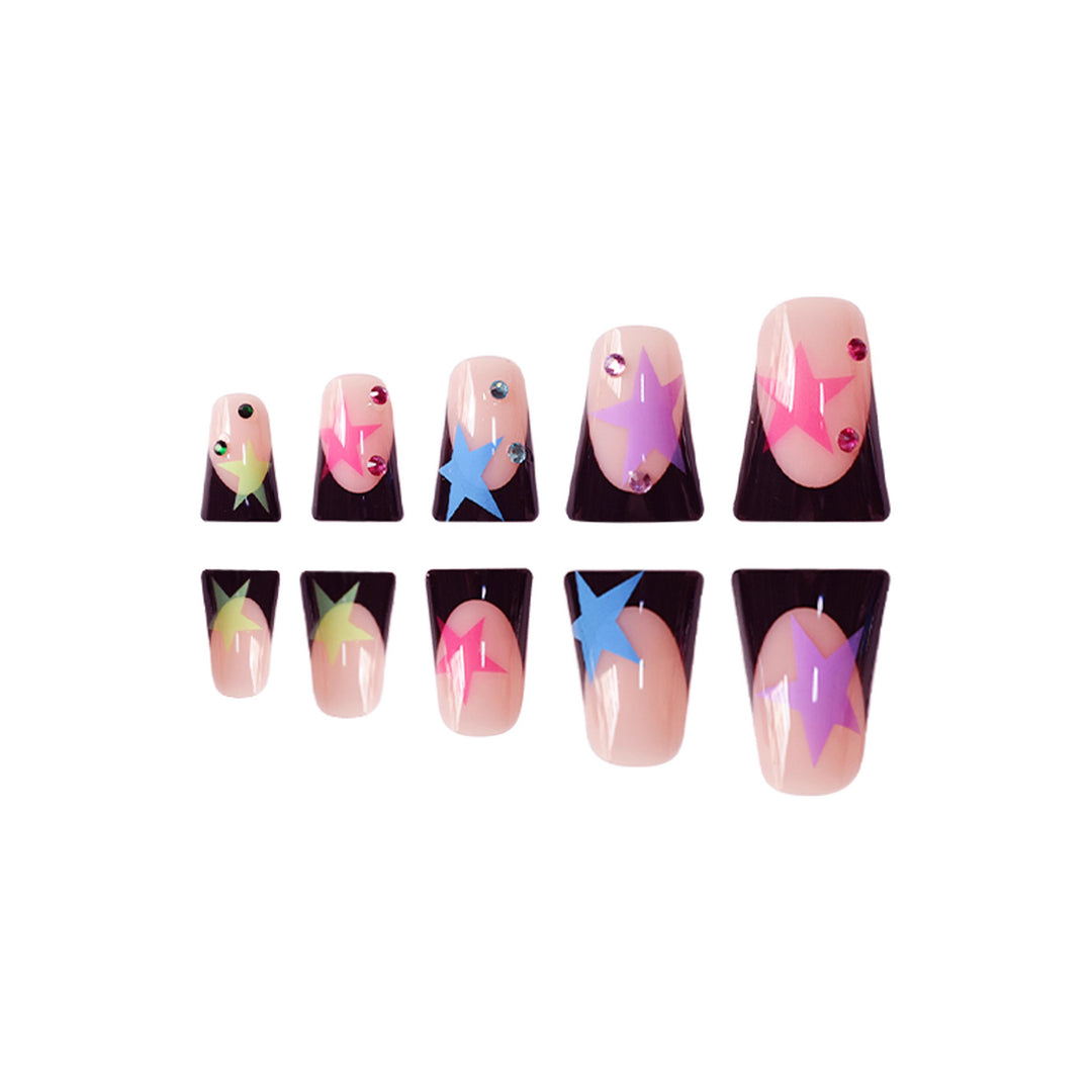 Artistic Stiletto Nail Art Set with Star Accents Kalsten