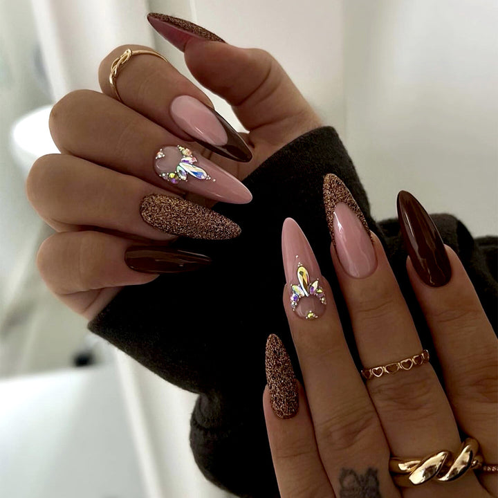 Artful Nail Extensions with Sparkling Accents Kalsten
