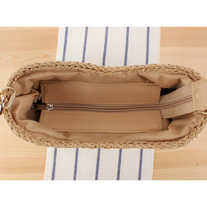 Fashionable straw bag with chain strap Kalsten