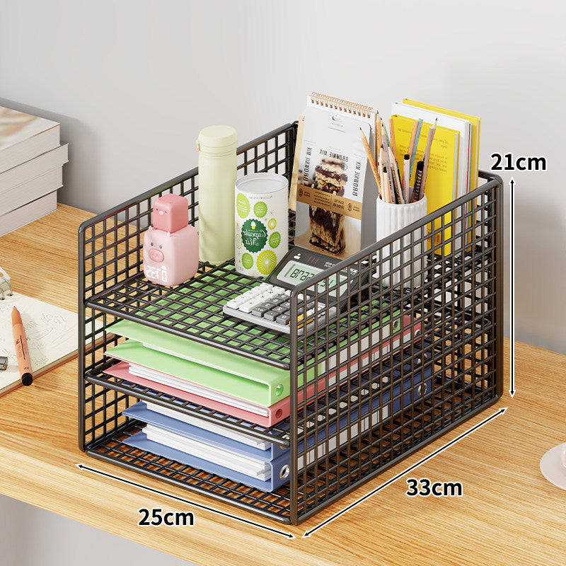 Mesh Two-Tier Desktop Document and Stationery Organizer