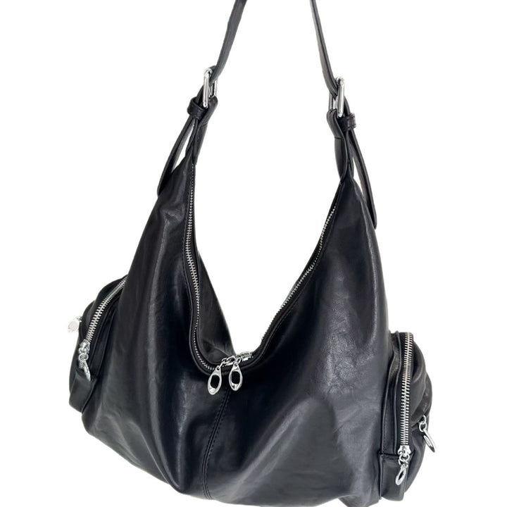 Sleek Leather Hobo Tote Bag