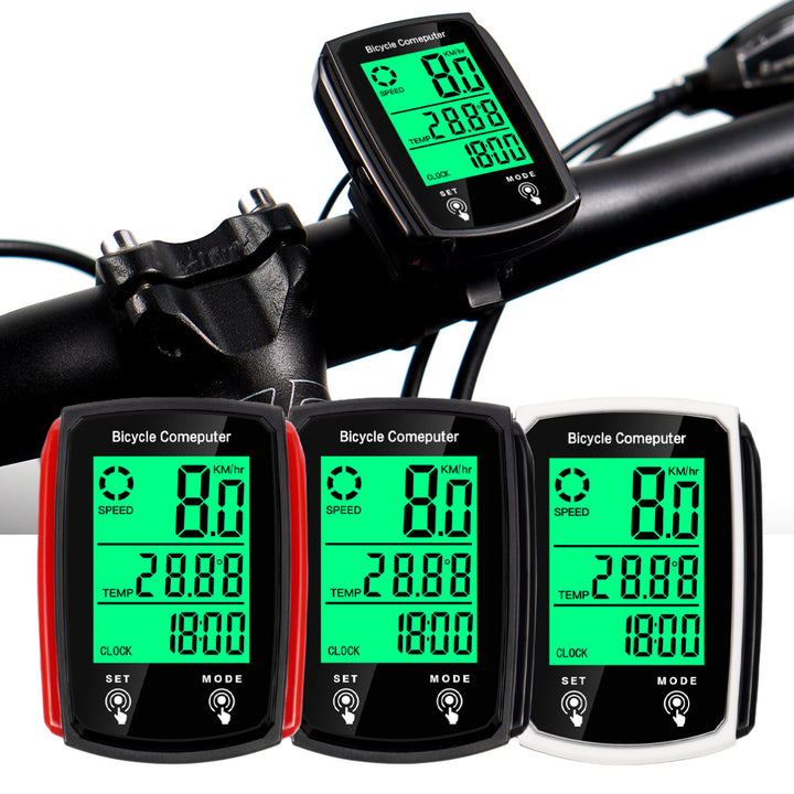 Multi-Function Bicycle Computer With Large Lcd Speedometer Temperature Clock