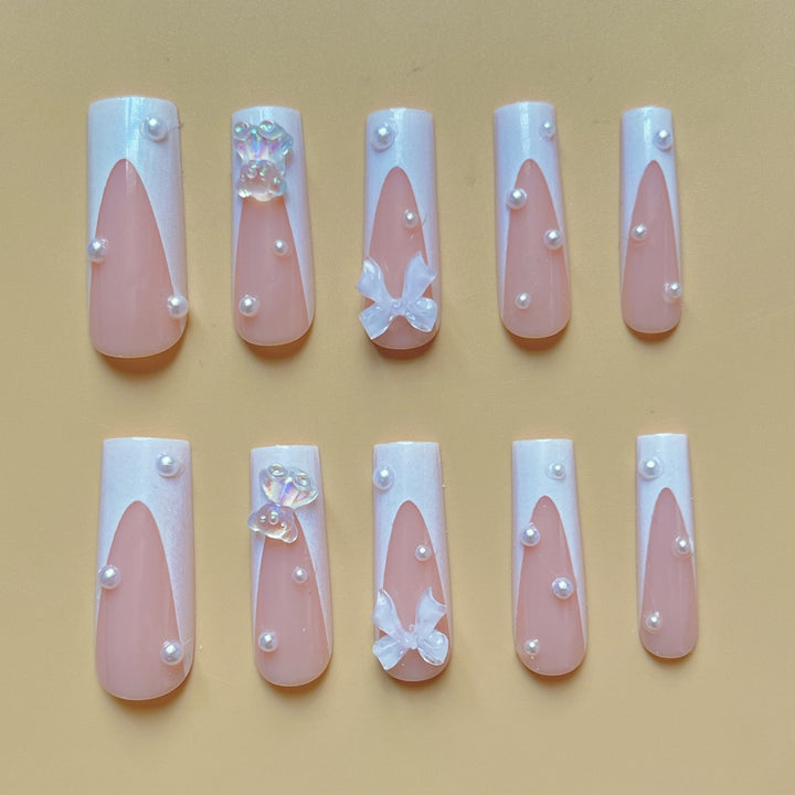 Decorative Press-On Nail Extensions with Floral Accents Kalsten