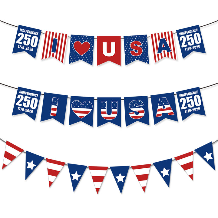 Unisex nan bunting with star motifs and stripes, weatherproof polyester party decoration Kalsten