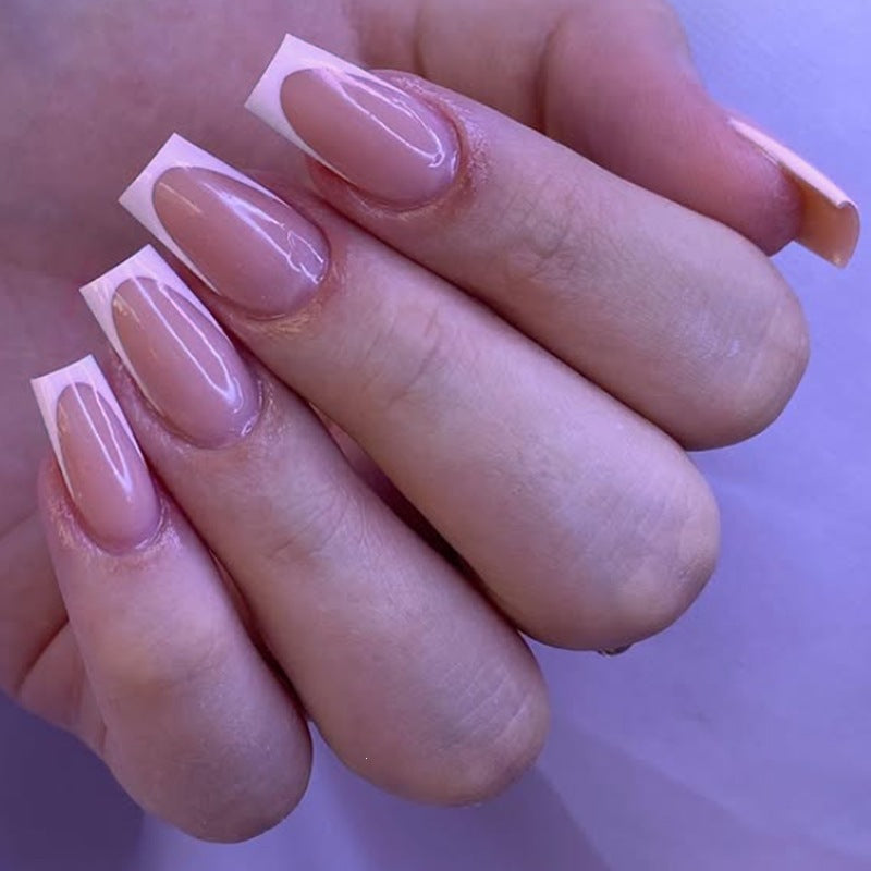 Acrylic nail set with elegant French tips and nourishing accessories Kalsten