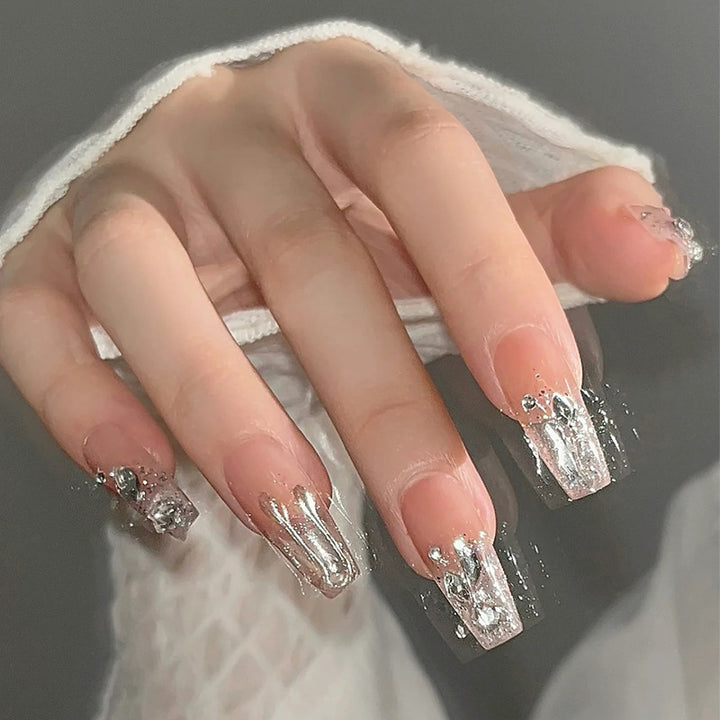Decorative Stiletto Press-On Nails with Gemstone Accents Kalsten