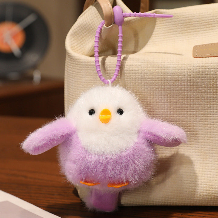 Fluffy Plush Chick Bag Charm Keychain with Flexible Loop Strap Kalsten