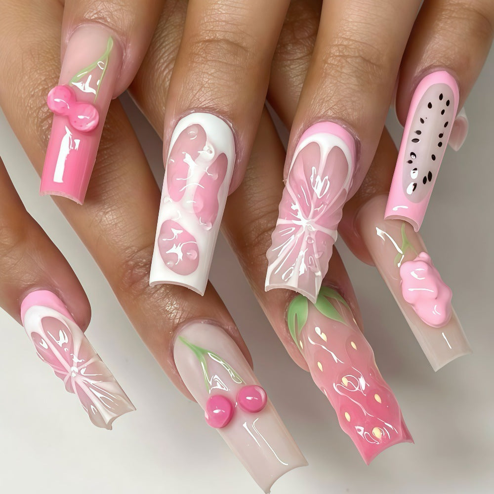 Artificial nails with strawberry and cherry designs Kalsten