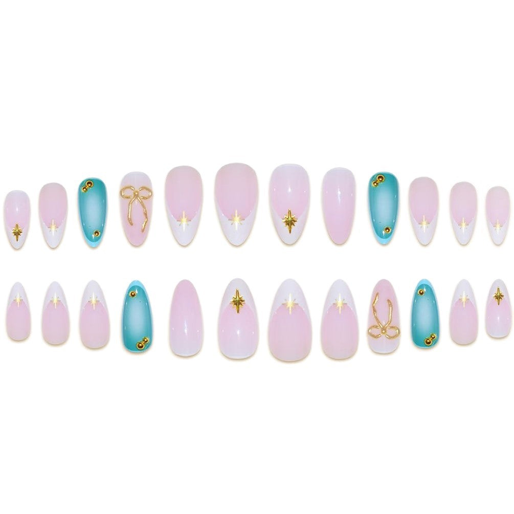 Artistic Stiletto Nail Art Set with Gold Accents Kalsten