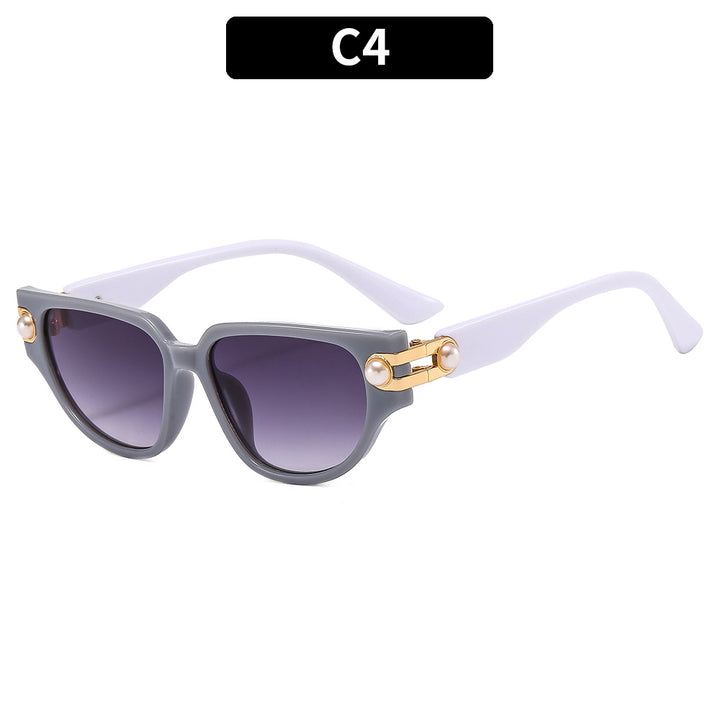 Statement Cat-Eye Sunglasses with Decorative Pearls
