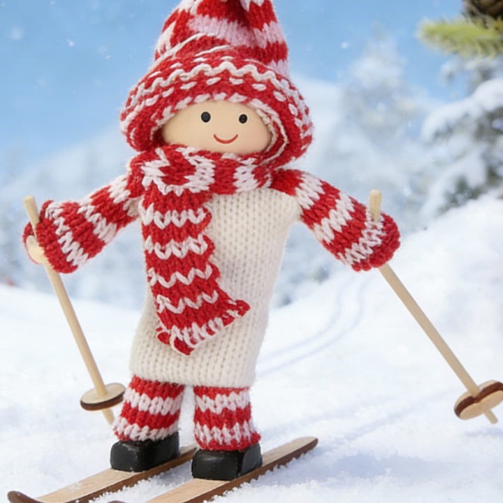 Decorative Santa Claus figure in ski style