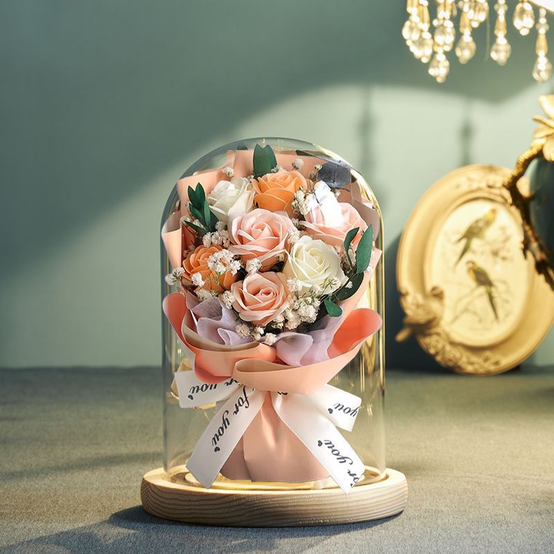 Preserved Floral Bouquet in Glass Dome