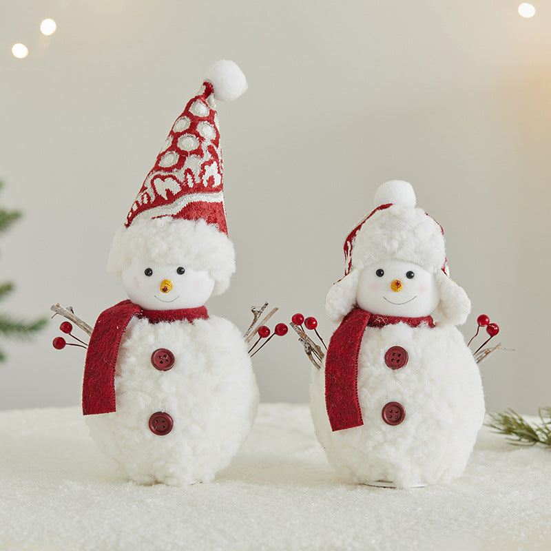 Whimsical Plush Snowman Figurine