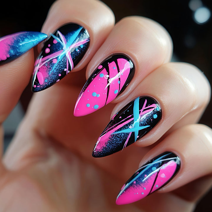 Artificial nails with geometric glamour design Kalsten