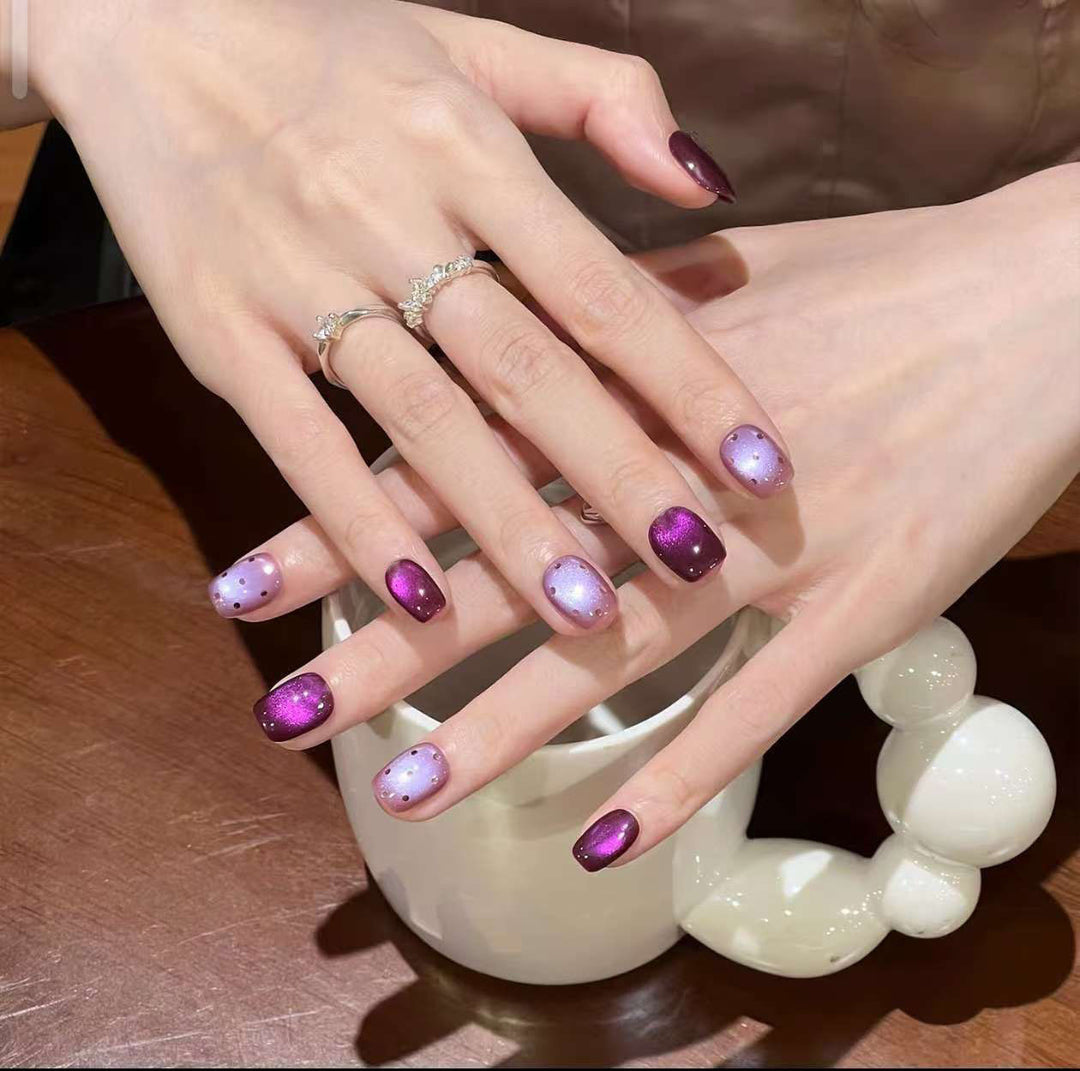 Artificial nails with ombre effect and glitter Kalsten