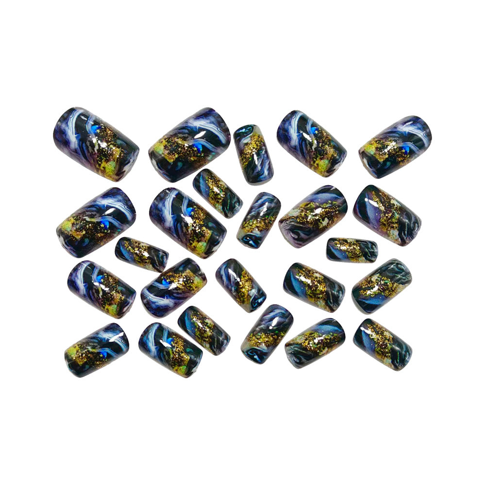 Abstract Gold and Black Design Artificial Nails Kalsten
