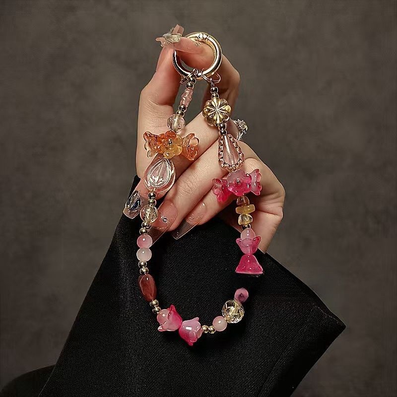 Decorative Flower-Themed Beaded Keychain Kalsten