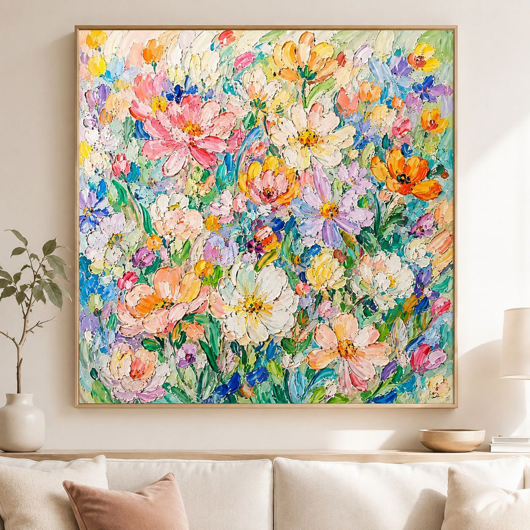 3D Textured Floral Canvas Artwork