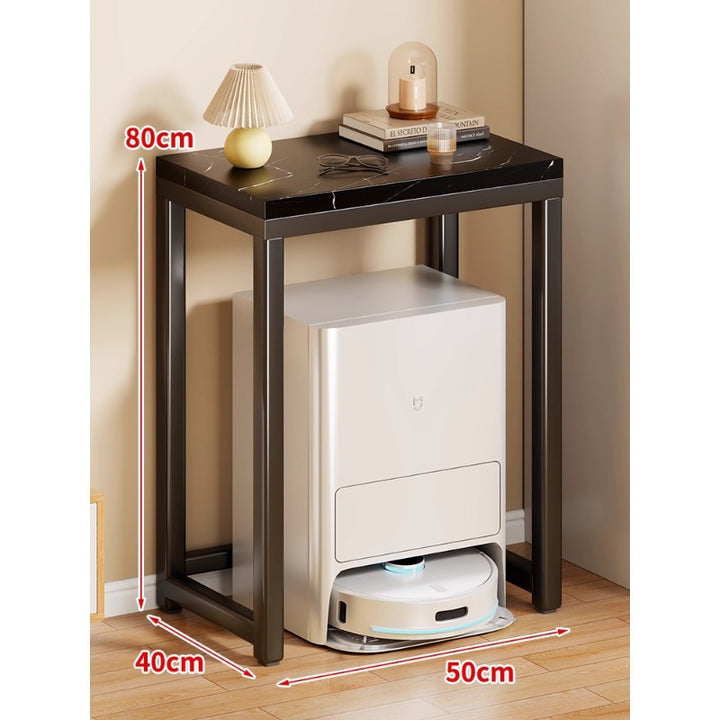 Marble Top Gold Metal Console Stand for Robot Vacuum Dock and Entryway Organizer