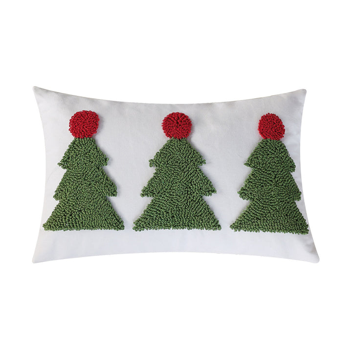 Rectangular decorative cushion cover with tufted Christmas tree application Kalsten