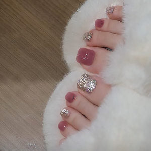 Premium Decorative Press-On Toenails with Crystal Accents Kalsten