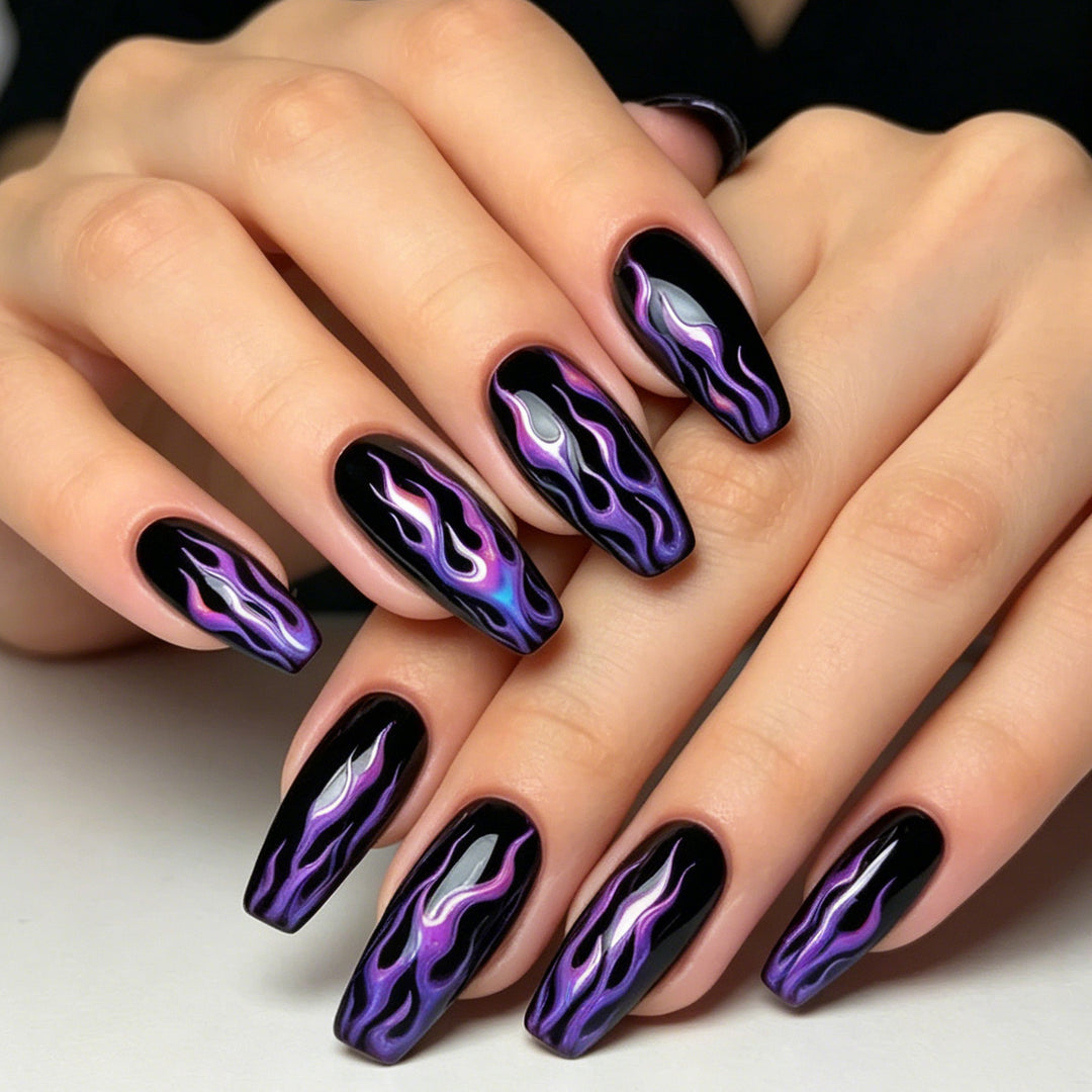 Artistic Flame-Inspired Acrylic Nail Art Enhancements Kalsten