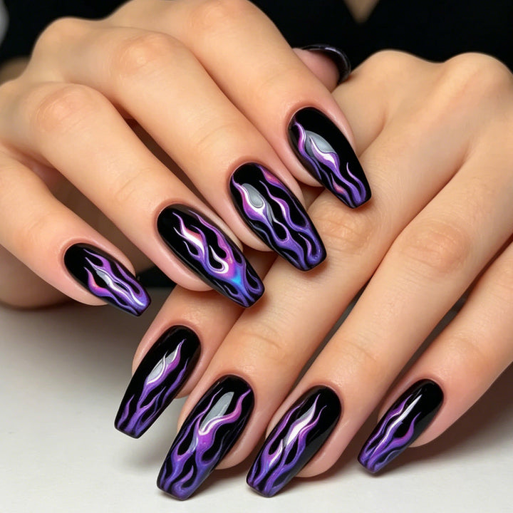 Artistic Flame-Inspired Acrylic Nail Art Enhancements Kalsten