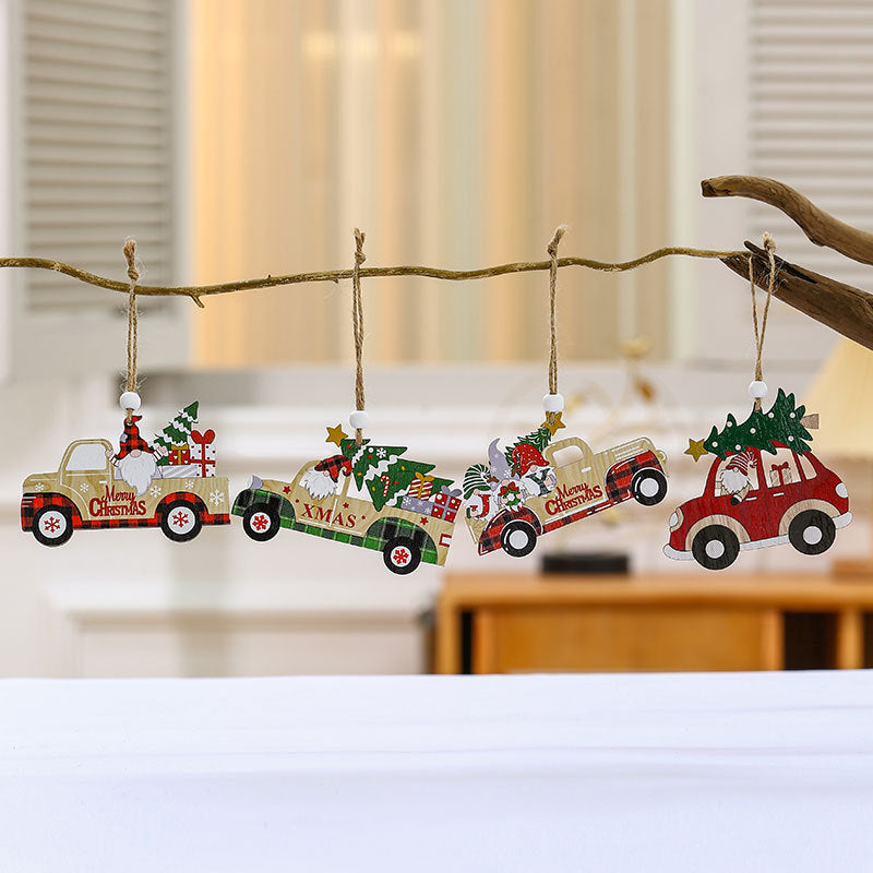 Wooden Holiday Truck Ornaments Kalsten