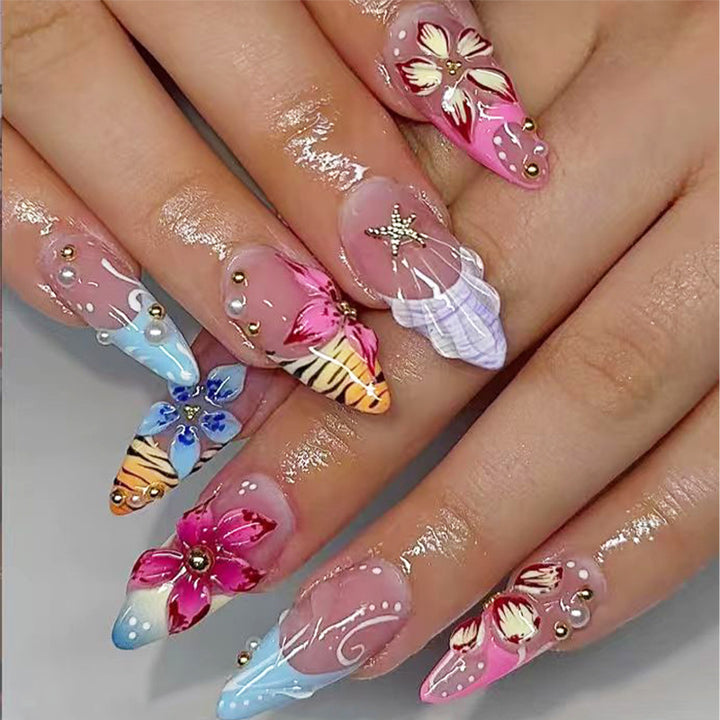 Artistic Floral-Themed Press-On Nail Set Kalsten