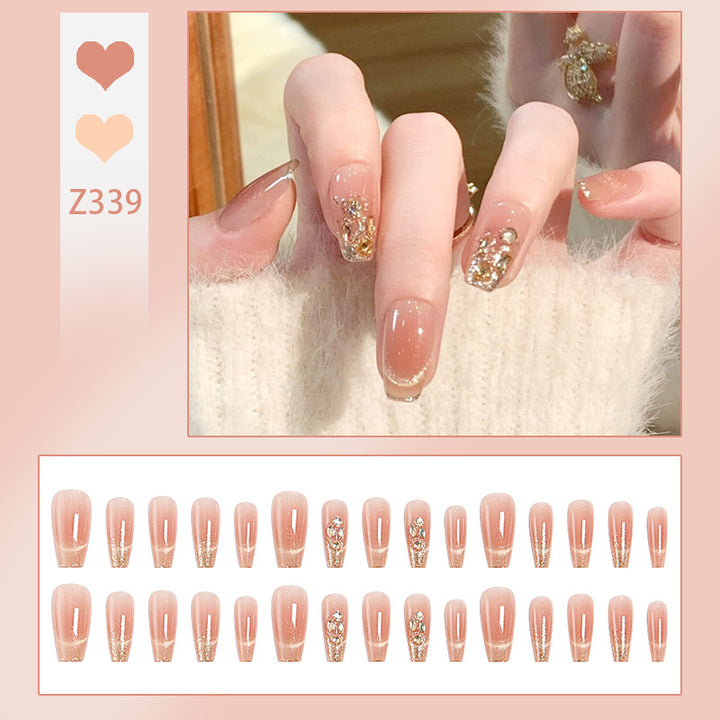 Artificial nail set with sparkling glitter and 3D applications Kalsten