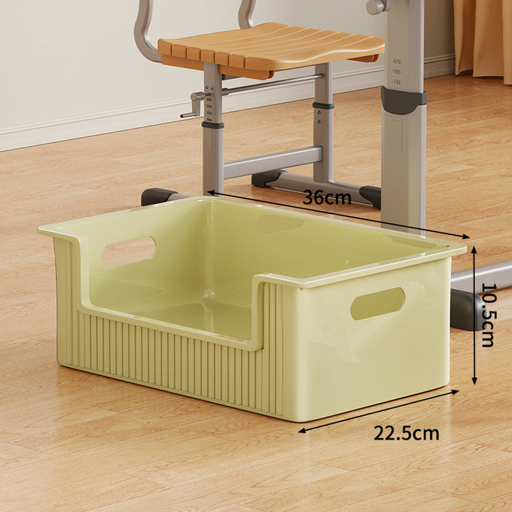 Low-Profile Wheeled Under-Desk Storage Bin with Cutout Handles