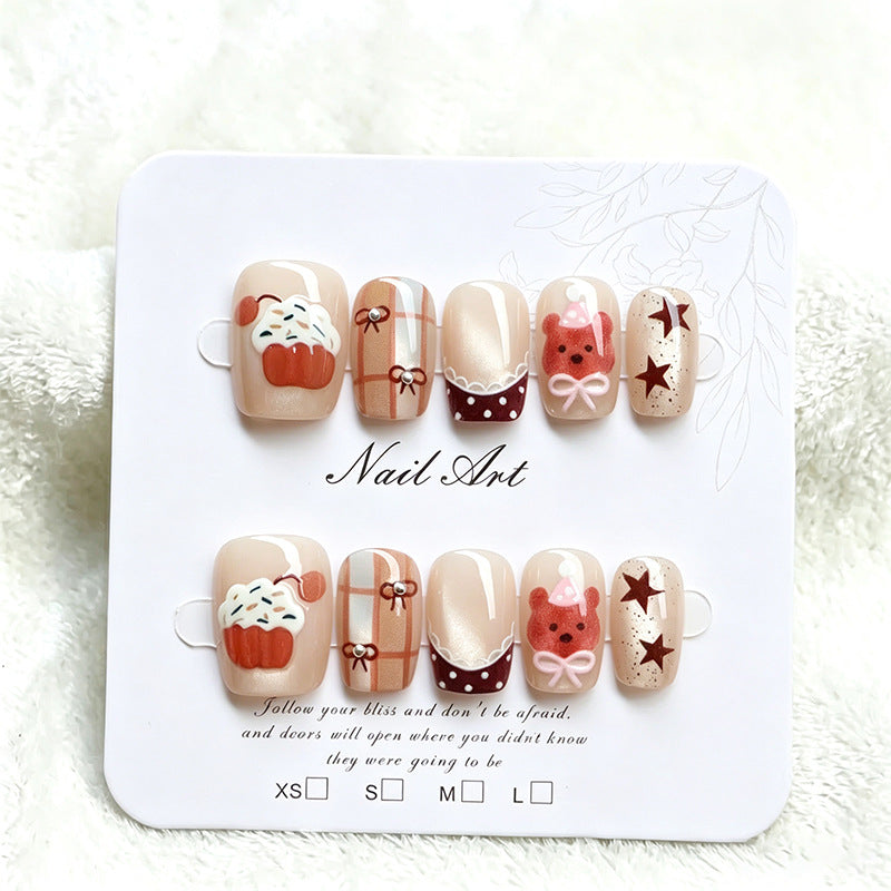 Whimsical Cupcake-Themed Press-On Nail Art Set Kalsten