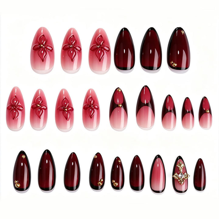 Artificial nail set with floral patterns and elegant accents Kalsten