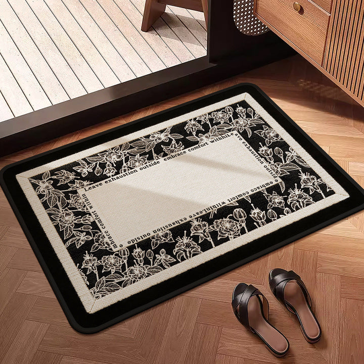 Luxurious Floral Embroidered Entrance Mat