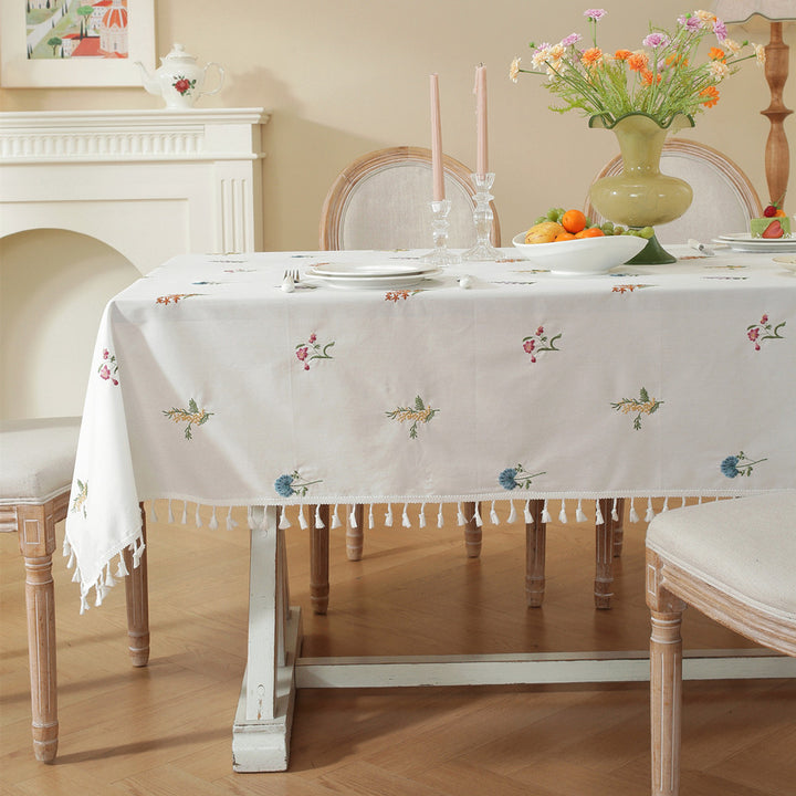 Embroidered Floral Tablecloth